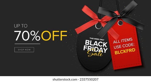 Black Friday sale banner design with black label tag