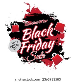 black friday sale banner design with grunge style. vector illustration
