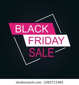 Black friday sale banner design template. Pink and white colors on a dark background. Black friday banner. Vector illustration