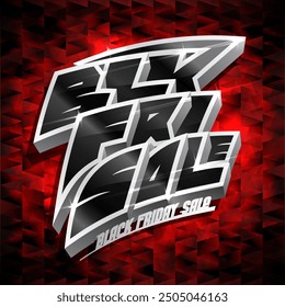 Black Friday sale banner design concept with 3D style metallic lettering