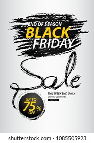 Black friday sale banner, Discount, promotion poster, advertisement, marketing, tags, sticker, brochure, leaflet, presentation, flyer vector illustration