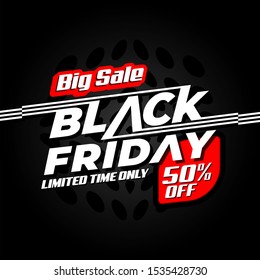 Black friday sale banner with discount details in flat design illustration