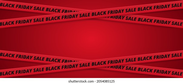 Black Friday Sale Banner. Discount background with red tape. Vector promo banner