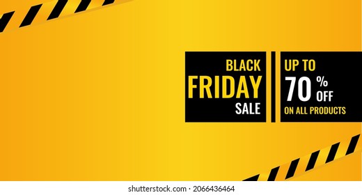 Black friday sale banner, discount sticker up to 70 percent off. Sale banner, sale sticker template design. Black friday special offer. End of season special offer banner. Vector 10 eps illustration.