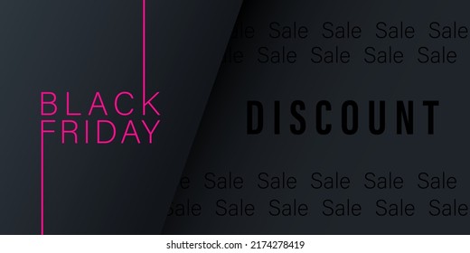 Black Friday Sale Banner for discounts, flyers, black Friday shopping advertisements, sale promotion. Black and pink. Vector illustration.