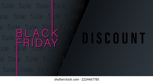 Black Friday Sale Banner for discounts, flyers, black Friday shopping advertisements, sale promotion. Black and pink. Vector illustration.

