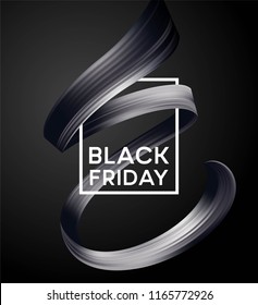 Black friday sale banner with flow color paint ribbon. Vector illustration EPS10