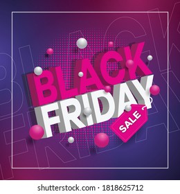 Black Friday Sale banner with gift and creative concept design. 