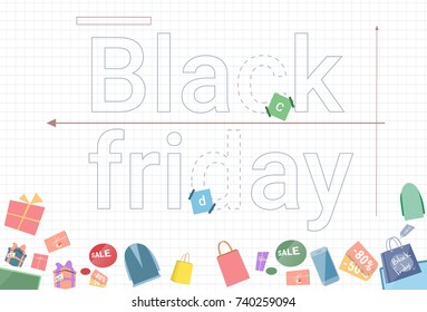 Black Friday Sale Banner With Gift Boxes On Background Shopping Discount Poster Concept Vector Illustration