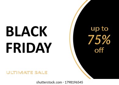 Black Friday sale banner with gold white and black design. Social media vector illustration template for website and mobile website development, email and newsletter design, marketing material
