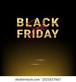 Black Friday Venda Banner, ouro e vermelho cartaz de texto cartaz premium e luxo design vetor mínimo para loja de joias ou site de loja on-line para anúncio de preço de desconto 