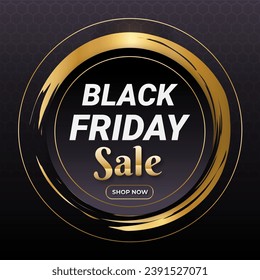 Black Friday Sale With Black Banner And Golden Design. Limited Time Only. Vector illustration. Special Sale. Shop Now.
