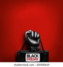 Black Friday sale banner with human hand gesture