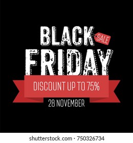 Black Friday sale banner with inscription scratched vintage design template background with rays from the center. Vector illustration eps 10