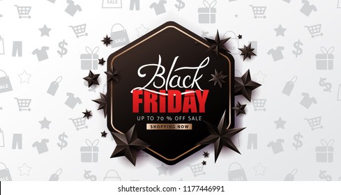 Black friday sale banner layout design template. Vector illustration