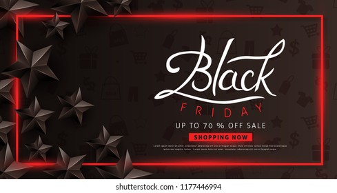 Black friday sale banner layout design template. Vector illustration