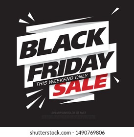 black friday sale banner layout design, vector illustration