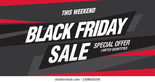 black friday sale banner layout design, vector illustration