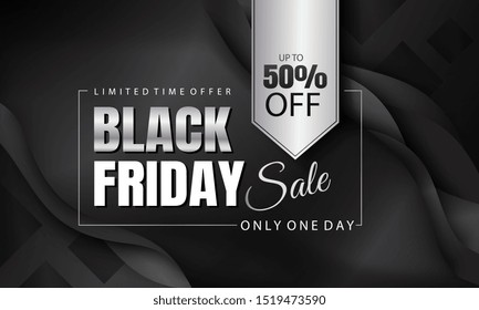 Black friday sale banner layout design. Vector illustration