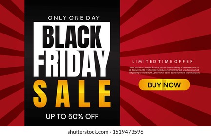 Black friday sale banner layout design. Vector illustration