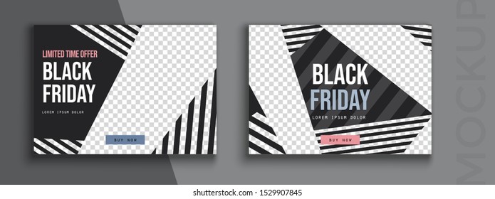 Black friday sale banner layout design. Set of social media web banners for shopping, sale, product promotion. 