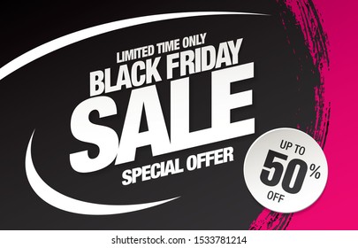 black friday sale banner layout design, vector illustration