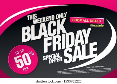 black friday sale banner layout design, vector illustration