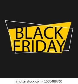 Black friday sale banner layout vector poster. Yellow block on a black background.