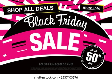 black friday sale banner layout design, vector illustration