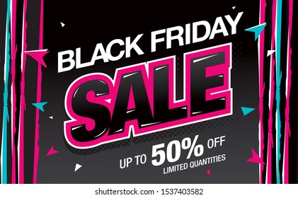 black friday sale banner layout design, vector illustration