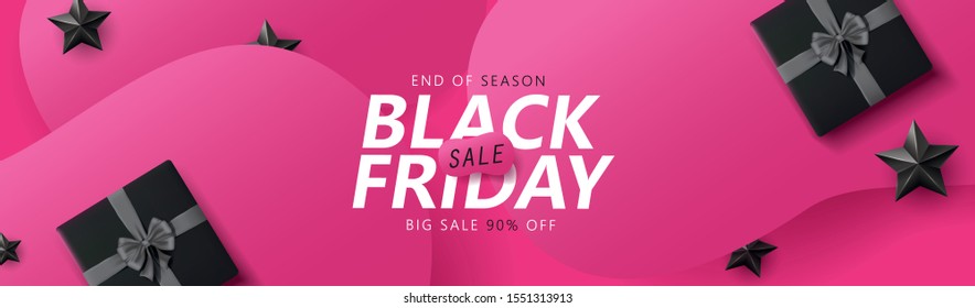 Black friday sale banner layout design template graphic abstract pink background. Vector illustration