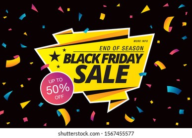 black friday sale banner layout design, vector illustration