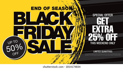 black friday sale banner layout design, vector illustration
