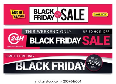 black friday sale banner layout design, vector illustration