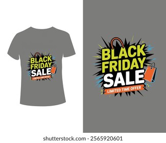 Black Friday sale banner layout design vector illustration with t shirt