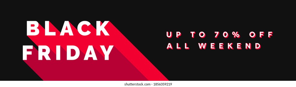 Black Friday Sale. Black Friday Banner with Luxury Elegant Typography Text Logo. Up to 70% Off. Black Friday Horizontal Web Banner Design Template Vector EPS10