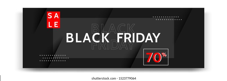 Black Friday sale banner. Minimal modern geometric shape background  in black and white color