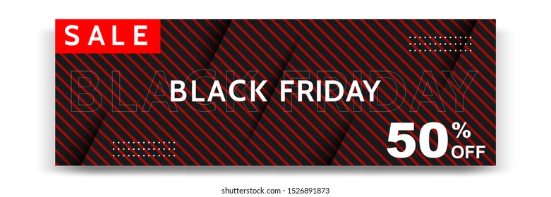 Black Friday sale banner. Minimal modern geometric shape background  in black and white color