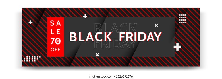 Black Friday sale banner. Minimal modern geometric shape background  in black and white color