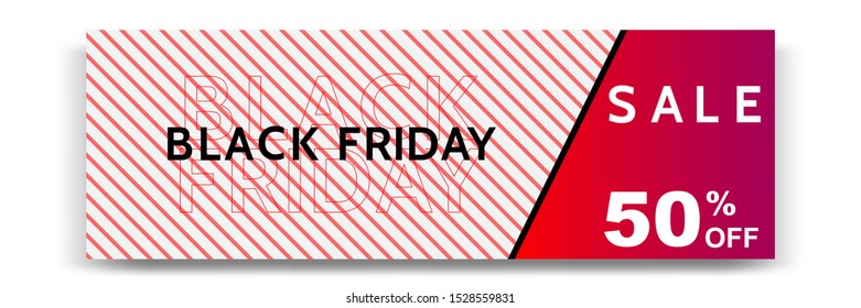 Black Friday sale banner. Minimal modern geometric shape background  in black and white color