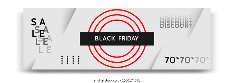 Black Friday sale banner. Minimal modern geometric shape background  in black and white color