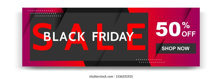 Black Friday sale banner. Minimal modern geometric shape background  in black and white color