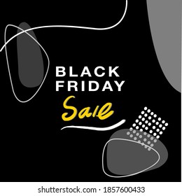 Black Friday sale banner with minimal elements square frame . Template design for social media marketing, digital post Vector illustration