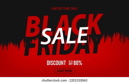 Black friday sale banner. Minimalist poster design in black and red colors. Templates for promotion, advertising, web, fashion. Vector illustration
