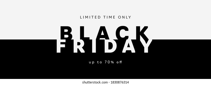 Black Friday Sale banner. Modern minimal design with black and white typography. Template for promotion, advertising, web, social and fashion ads. Vector illustration. - Shutterstock ID 1830876314
