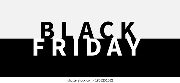 Black Friday Sale banner. Modern minimal design with black and white typography. Vector illustration.