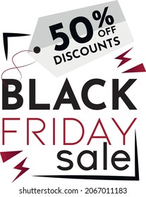 Black Friday Sale Banner. Modern minimal design red and black typography. 