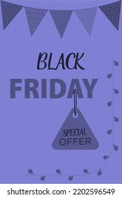 Black Friday Sale banner. Modern minimal design with black and white typography. 