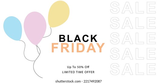 Black Friday Sale banner. Modern and minimal design with typography