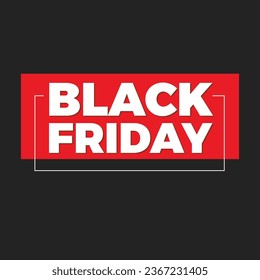 Black Friday Sale banner. Modern minimal design with black and white typography. Template for promotion, advertising, web, social and fashion ads. typography text illustration isolated on black.